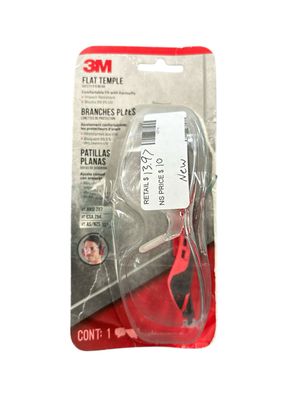 3M Black/Red Frame with Clear Scratch Resistant Lens Flat Temple Safety Eyewear 47010H1-DC