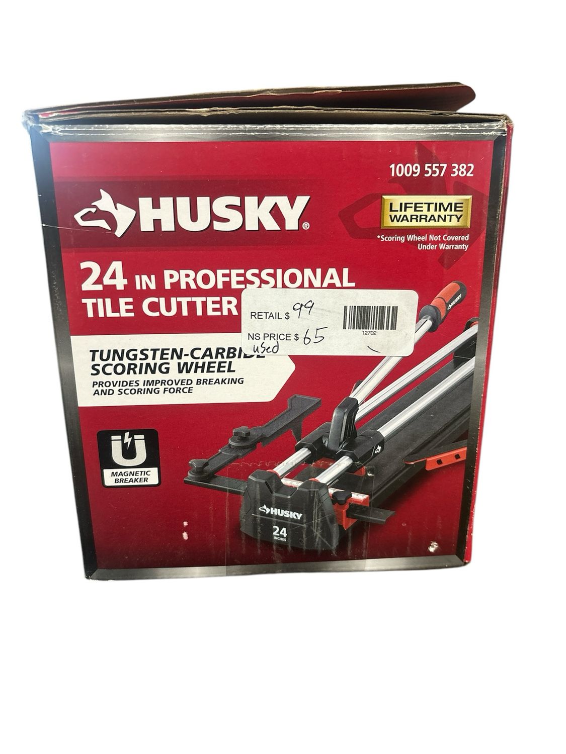 Husky 24 in. Tile Cutter with Tungsten Carbide Blade and Adjustable Gauge JHD600