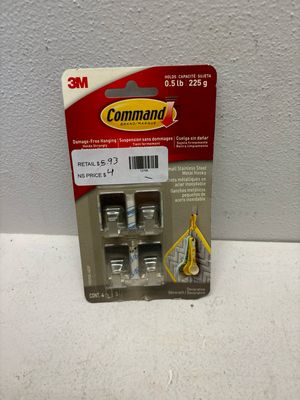Command 1/2 lb. Small Stainless Steel Metal Hooks (4 Hooks, 5 Strips) 17031SS-4ES