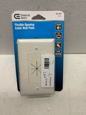 Commercial Electric 1-Gang Flexible Opening Cable Wall Plate, White 5028-WH