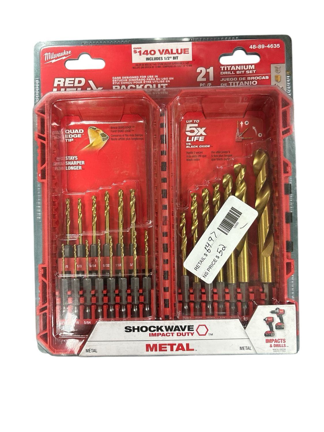 Milwaukee SHOCKWAVE IMPACT DUTY Titanium Twist Drill Bit Set (21-Piece) 48-89-4635