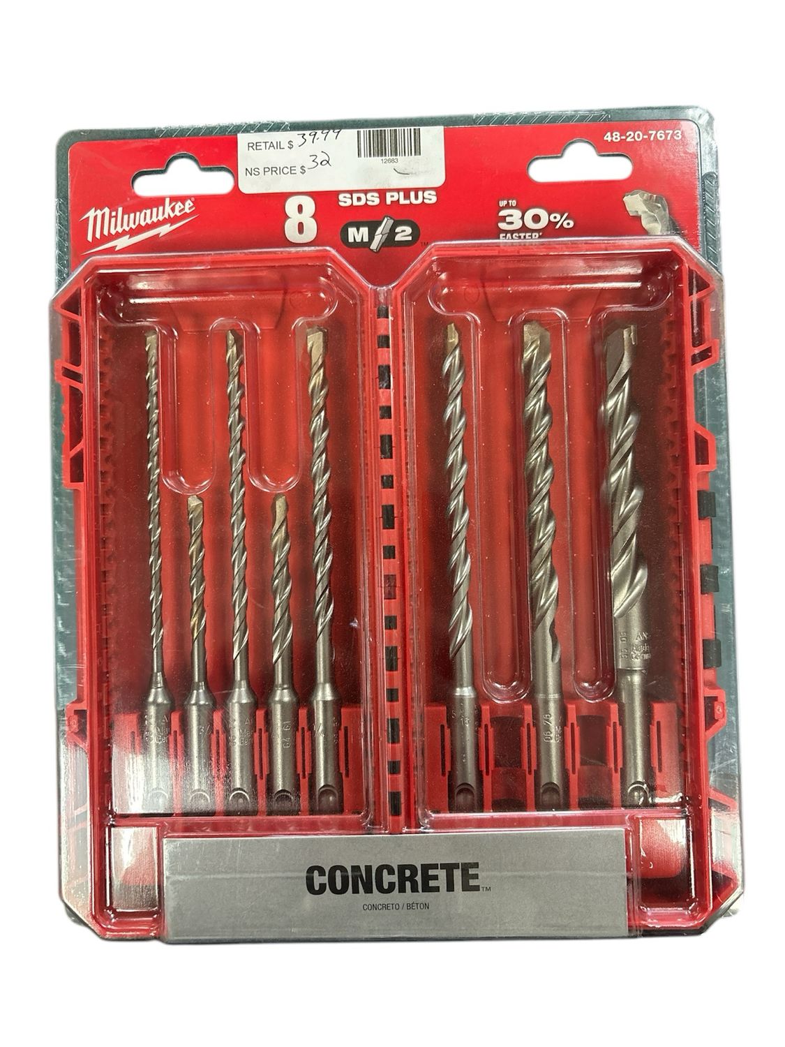 Milwaukee 2-Cutter SDS-Plus Carbide Hammer Drill Bit Set (8-Piece) 48-20-7673