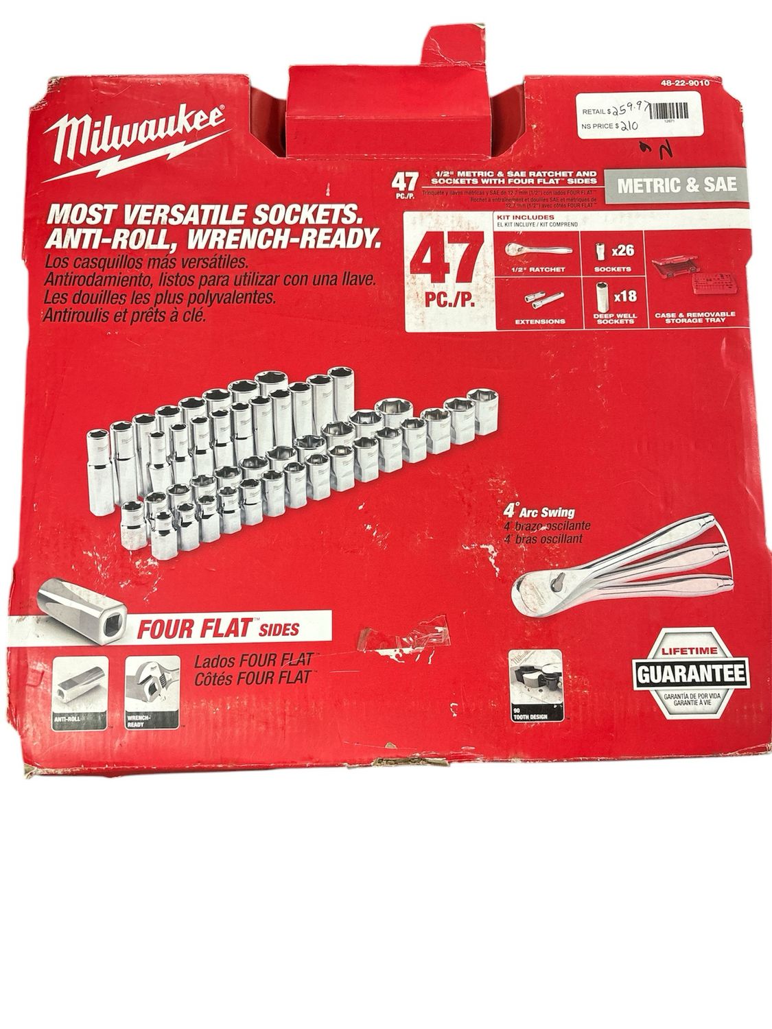 Milwaukee 1/2 in. Drive SAE/Metric Ratchet and Socket Mechanics Tool Set (47-Piece) 48-22-9010