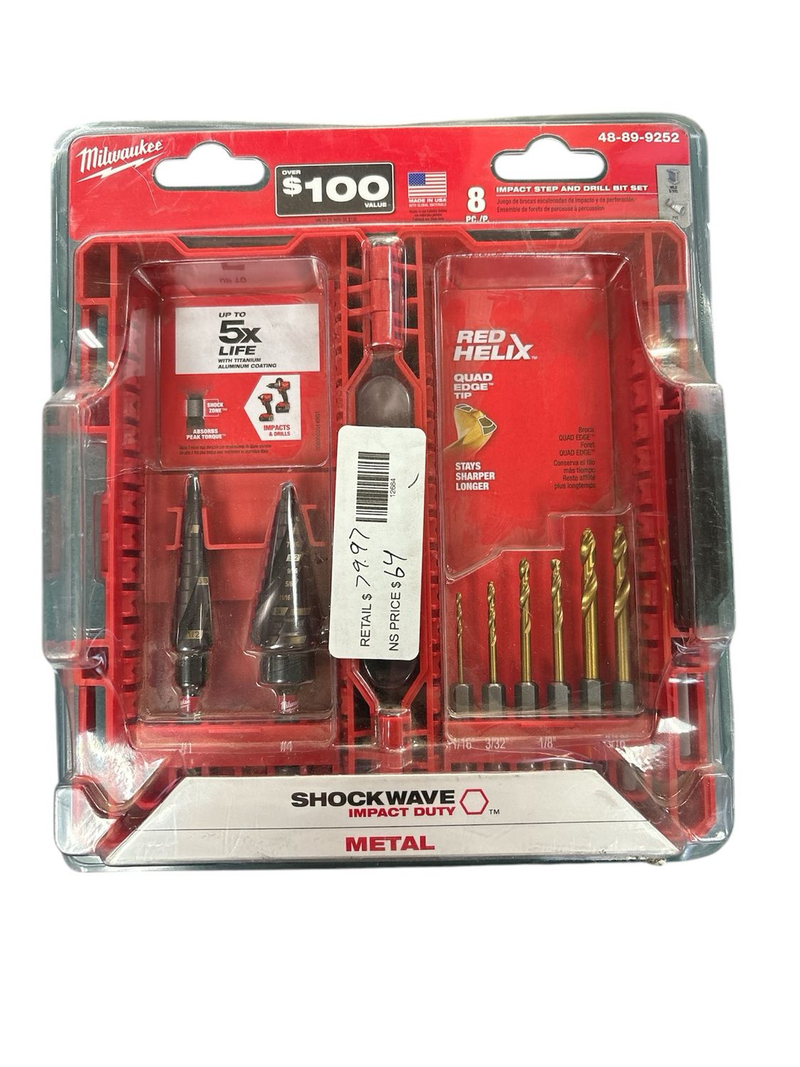 Milwaukee SHOCKWAVE Impact-Duty Titanium Step Bit Set (8-Piece) 48-89-9252