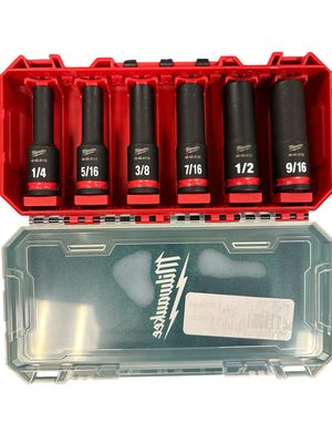 Milwaukee Deep-Well 1/2&quot; Drive 6 Socket Packout Kit 1/4&quot; 5/16&quot; 3/8&quot; 7/16&quot; 1/2&quot; 9/16&quot;