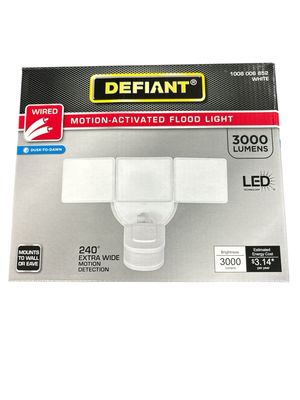 Defiant 240-Degree White Motion Activated Integrated LED Outdoor Triple Head Flood Light IS06a300025W-01