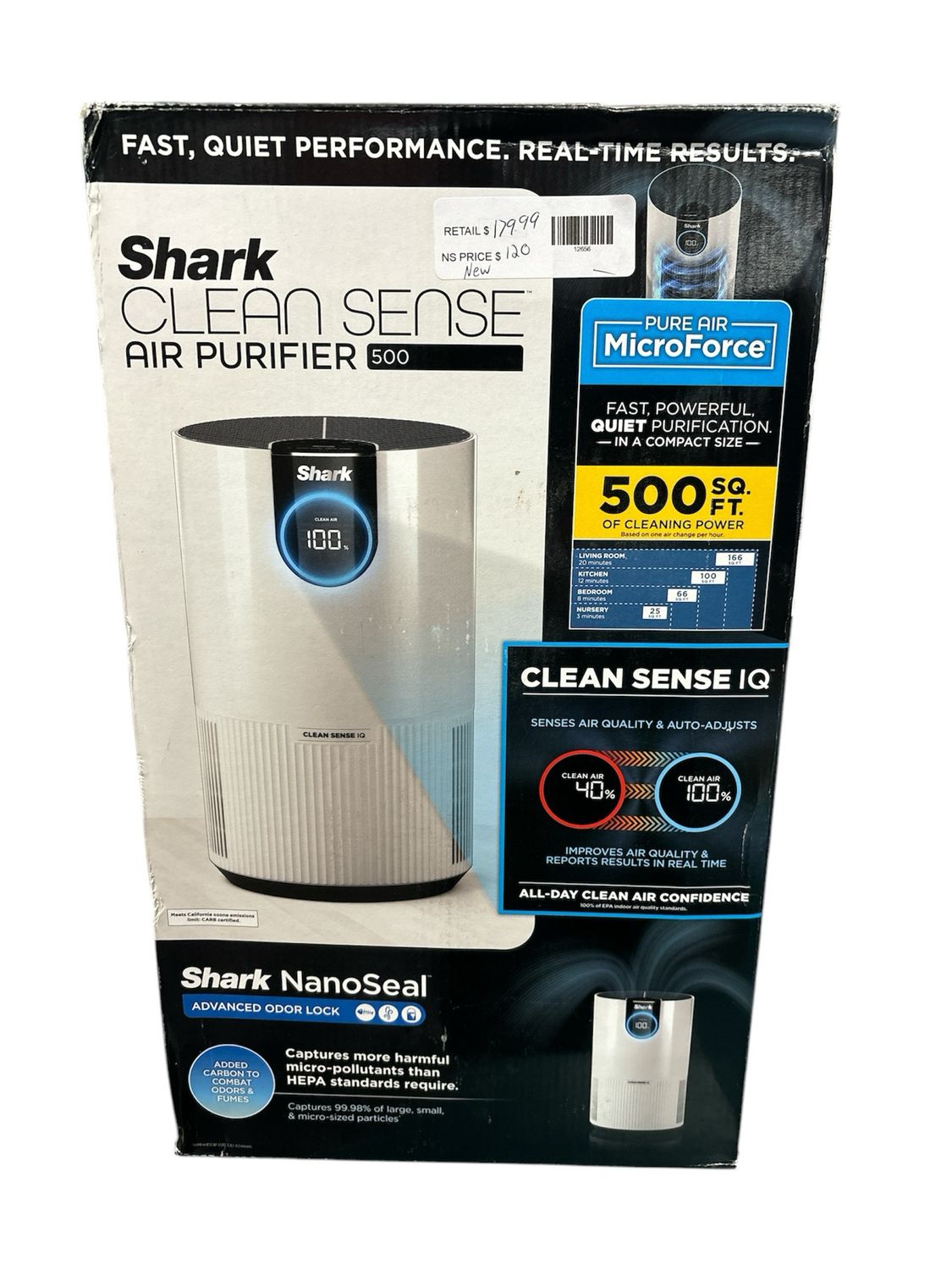 Shark 500 sq. ft. HEPA - True Console Air Purifier in Whites with Nanoseal, Cleansense IQ, Odor Lock HP102