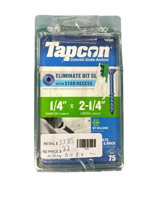 Tapcon 1/4 in. x 2-1/4 in. Star Flat-Head Concrete Anchors (75-Pack) 28380