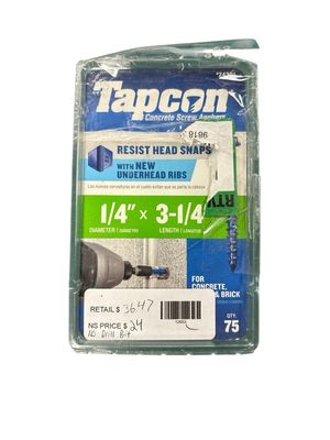 Tapcon 1/4 in. x 3-1/4 in. Hex-Washer-Head Concrete Anchors (75-Pack) 24301 .