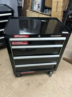Husky 26.5 in. W x 18 in. D Standard Duty 4-Drawer Rolling Tool Cabinet in Gloss Black HKST98066BK