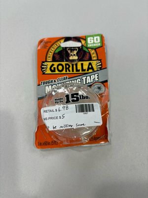 Gorilla 1 in. x 1.67 yds. Tough and Clear Mounting Anti-Slip Double Sided Tape 6065003