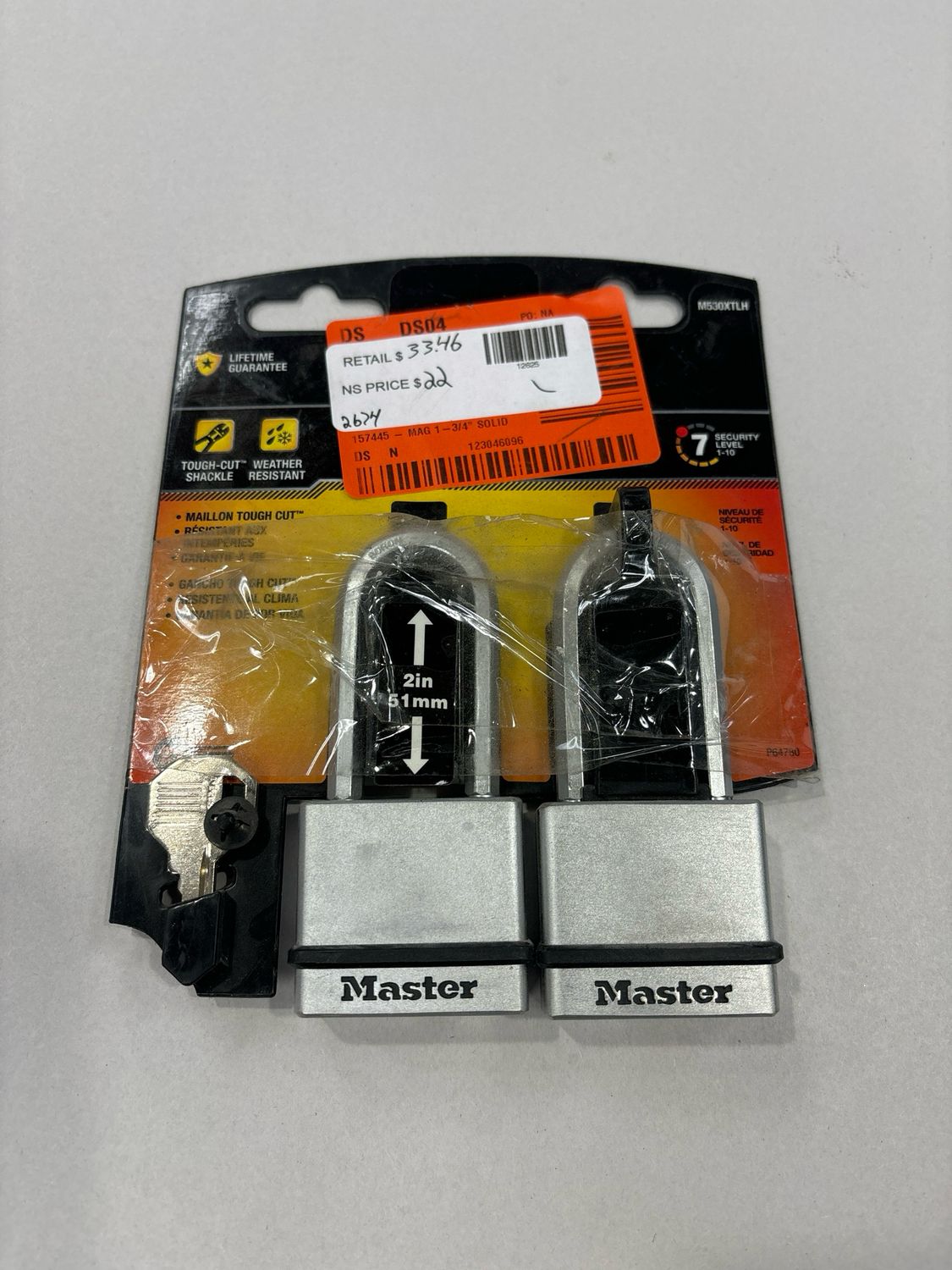 Master Lock Heavy Duty Outdoor Padlock with Key, 1-3/4 in. Wide, 2 Pack M530XTLHCCSEN