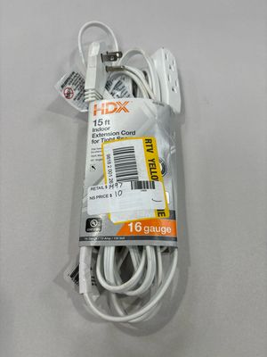HDX 15 ft. 16/3 Light Duty Indoor Tight Space Multi-Outlet Extension Cord with Banana Tap, White 20T-00555