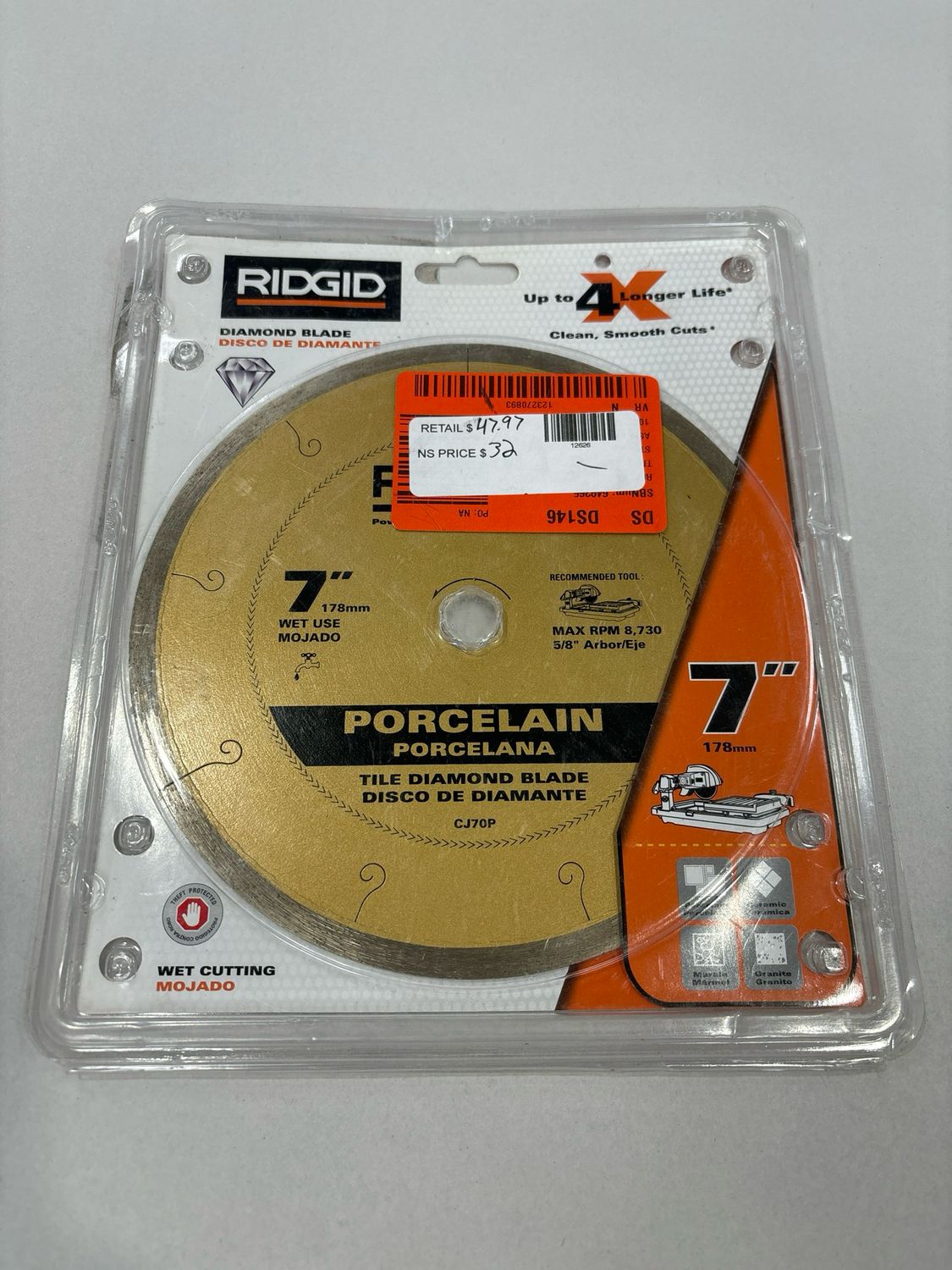 RIDGID 7 in. Premium Tile Diamond Blade HD-CJ70P .