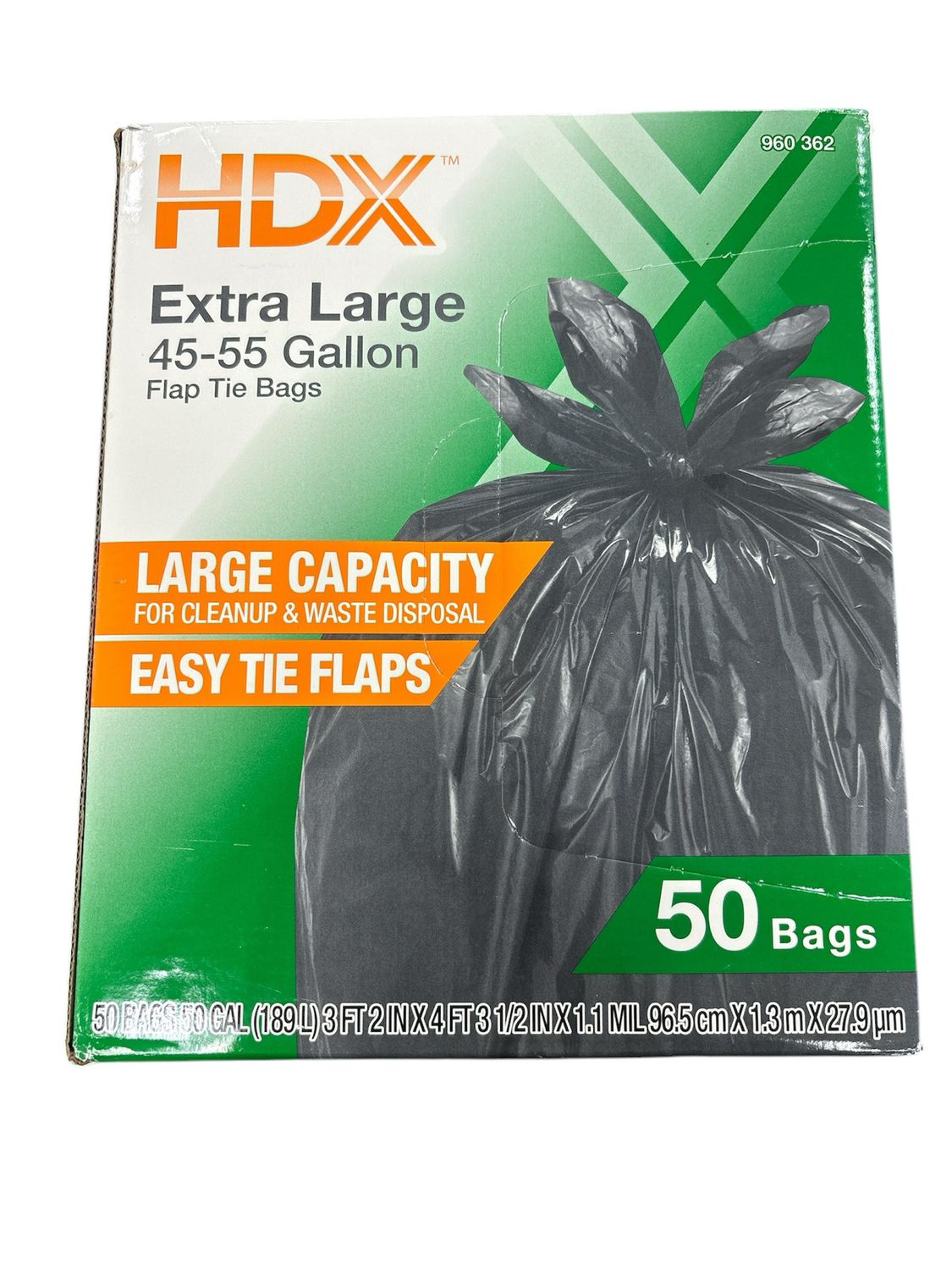 HDX 50 Gallon Black Extra Large Trash Bags (50-Count) HDX 960362