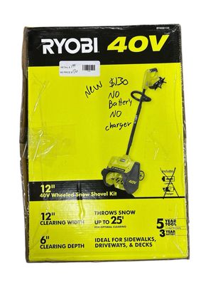 RYOBI 40V 12 in. Cordless Electric Snow Shovel (Tool Only) RY408013BTL .