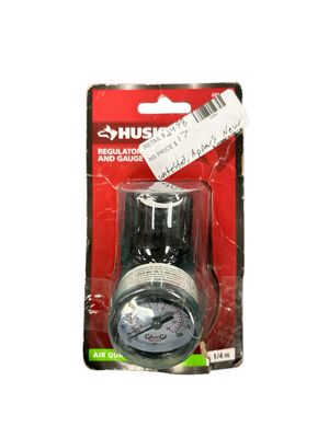 Husky 1/4 in. Black Air-Compressor Regulator with Gauge HDA70900AV