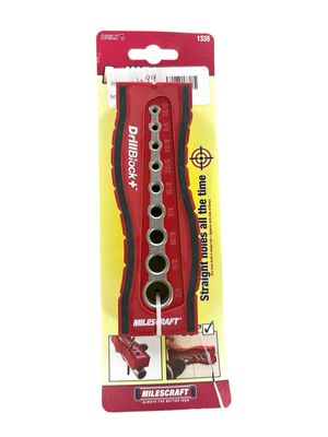 Milescraft Drill Block Plus Handheld Drilling Guide w/9 Bushing Sizes - Easy To Cut On Flat, Edge Or Round Stock-Easy To Center 1335