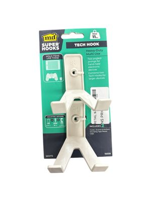 M-D Building Products (2-Pack) Superhooks 2.12 in. White 11 lb. Load Capacity Tech Hook with Multiple Fasteners 15009