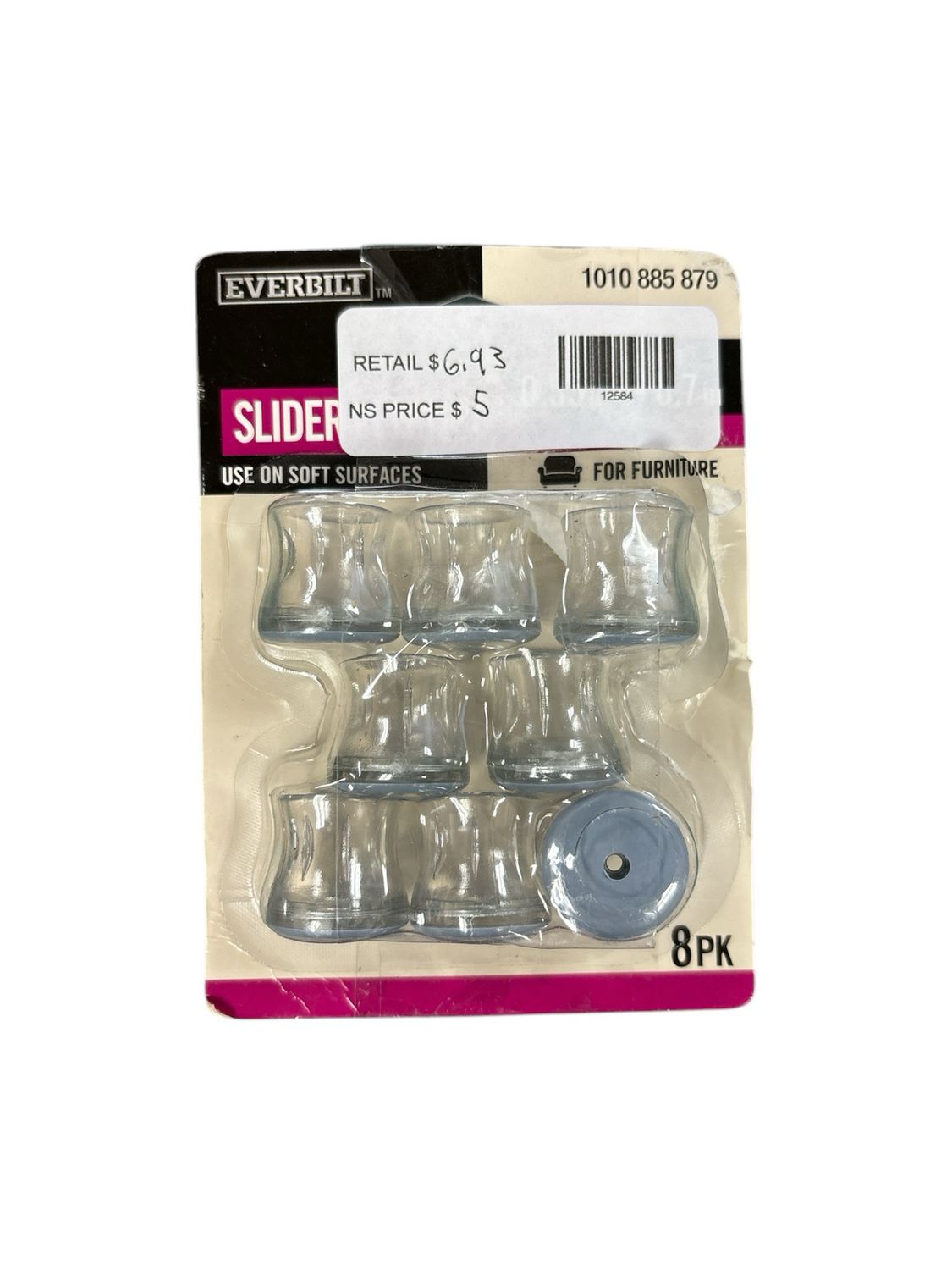 Everbilt 0.55 in. to 0.7 in. Clear Round Leg Tip Slider (8-Pack) 41-H1016
