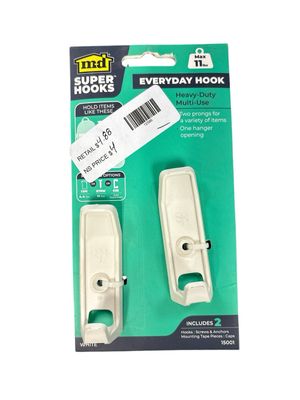 M-D Building Products (2-Pack) Superhooks 0.39 in. White 11 lb. Load CapacityEveryday Hook with Multiple Fasteners 15001