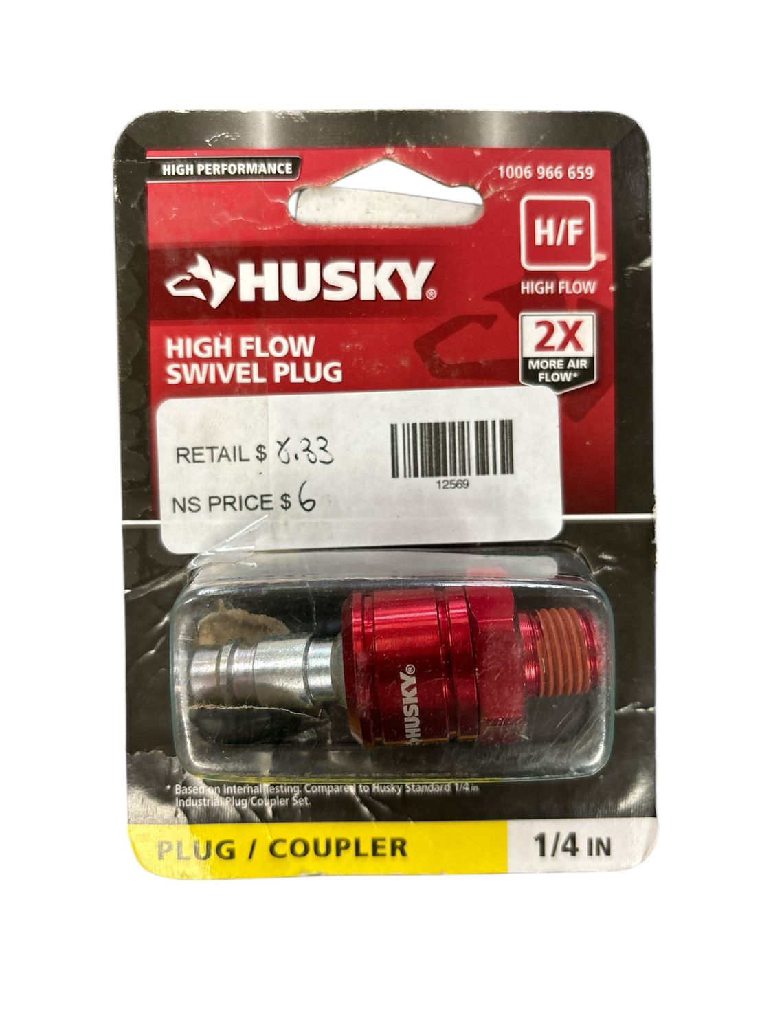 Husky 1/4 in. HI FLO NPT Male Swivel Plug 12929HOM