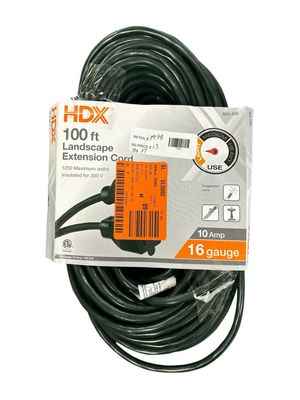 HDX 100 ft. 16/3 Indoor/Outdoor Extension Cord, Green AW62665 .
