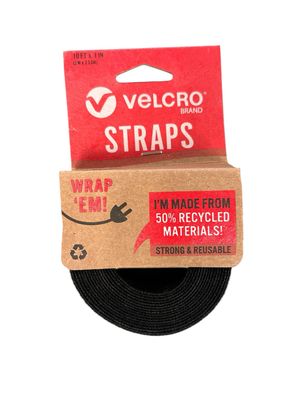 VELCRO Eco Wrap EM 10 ft. x 1 in. Straps in Black VEL-30188-USA