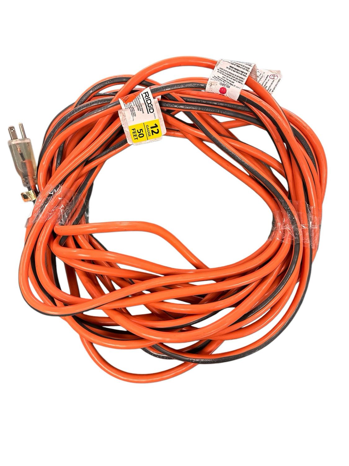 RIDGID 50 ft. 12/3 Heavy Duty Indoor/Outdoor Extension Cord with Lighted End, Orange/Grey 74050RGD