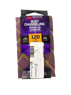3M Pro Grade Precision 4-1/2 in. x 2-1/2 in. x 1 in. 120-Grit Fine Dust Channeling Sanding Sponge 2502PGP-120-UF