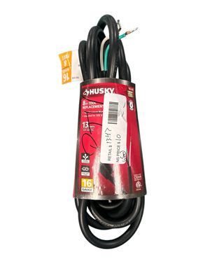 Husky 8 ft. 16/3 Medium Duty Tool Replacement Cord, Black HD#165-018