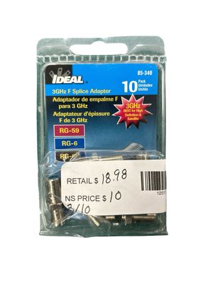 IDEAL 3 GHz F Splice Adapter (10 per Pack) 85-340