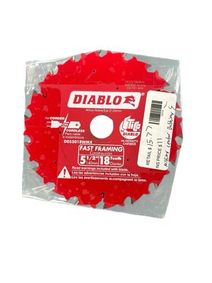 DIABLO 5-1/2 in. x 18-Tooth Fast Framing Circular Saw Blade D055018WMX
