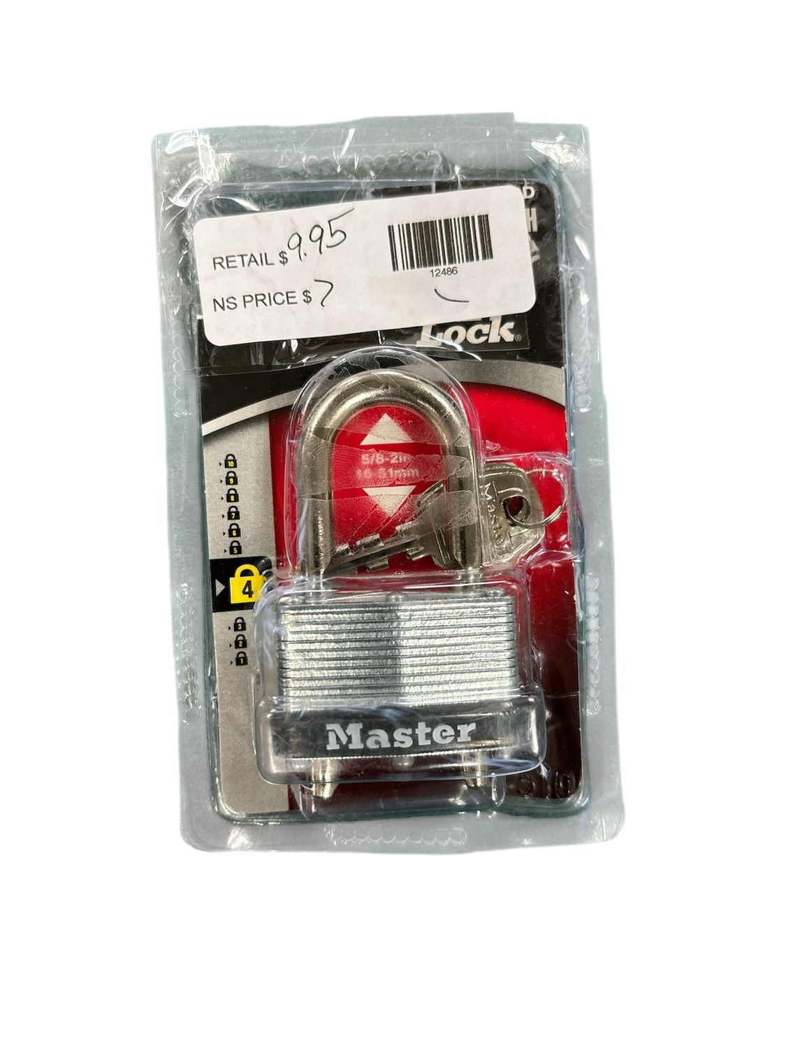 Master Lock Lock with Key, 1-3/4in. Wide, Adjustable Shackle 510DHC