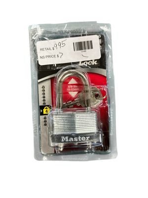 Master Lock Lock with Key, 1-3/4in. Wide, Adjustable Shackle 510DHC