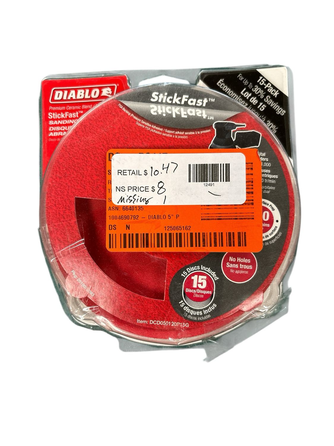 DIABLO 5 in. 120-Grit ROS StickFast Sanding Discs DCD050120P15G