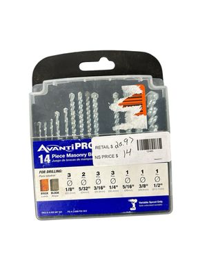 Avanti Pro Carbide Tipped Masonry Drill Percussion Bit Set (14-Pieces) PMAPC1070-S14