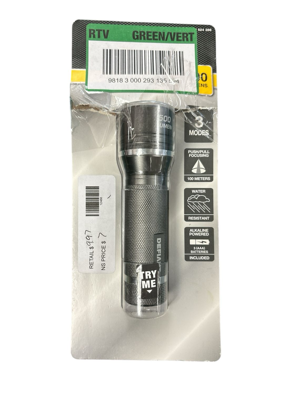 Defiant 500 Lumens LED Slide-to-Focusing Aluminum Flashlight Defiant 500 Lumens LED Slide-to-Focusing Aluminum Flashlight 90703