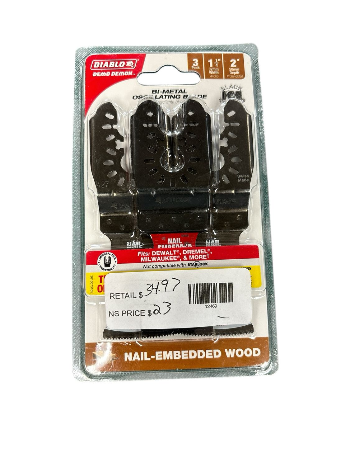 DIABLO 1-1/4 in. Demo Demon Universal Fit Bi-Metal Oscillating Tool Blades for Nail-Embedded Wood DOU125BW2PC