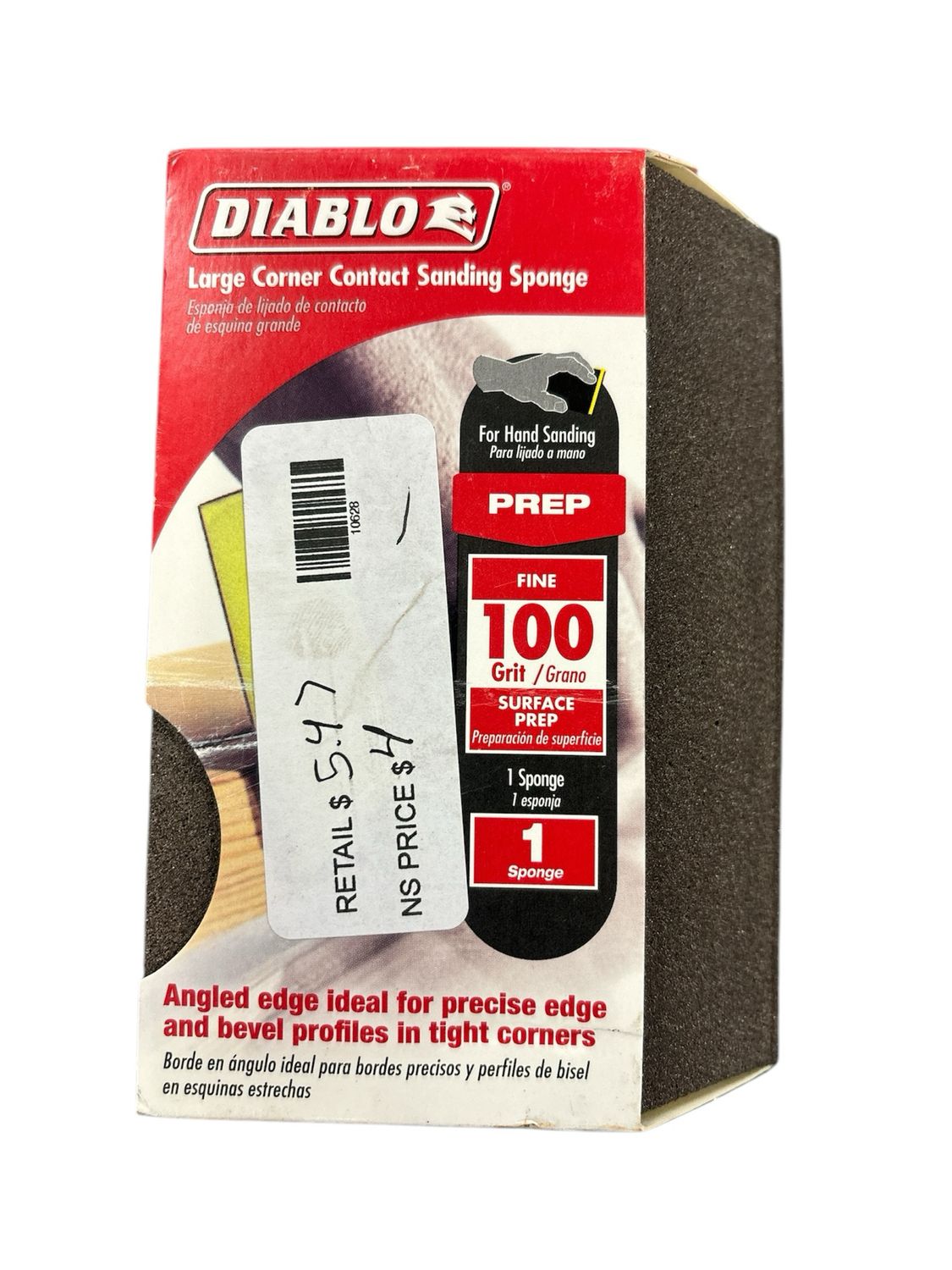 DIABLO 5 in. x 3 in. x 1 in. 100-Grit Corner Contact Sanding Sponge for Drywall DFBLANGFIN01G