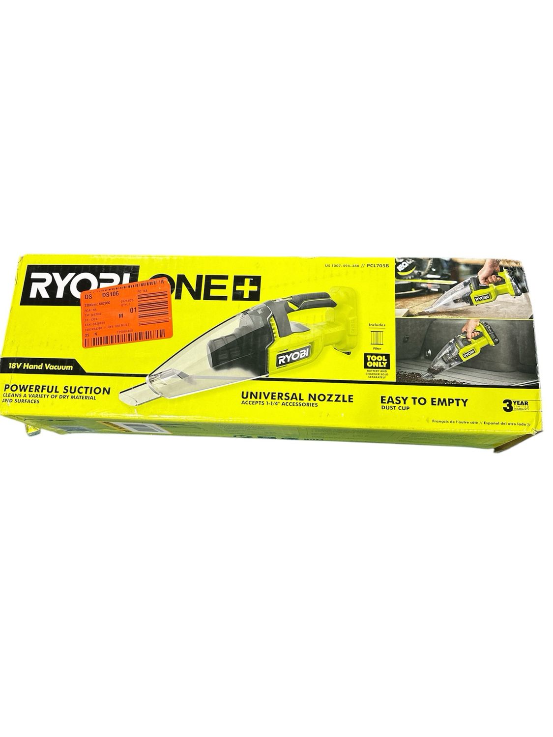 RYOBI ONE+ 18V Cordless Multi-Surface Handheld Vacuum (Tool Only) PCL705B2