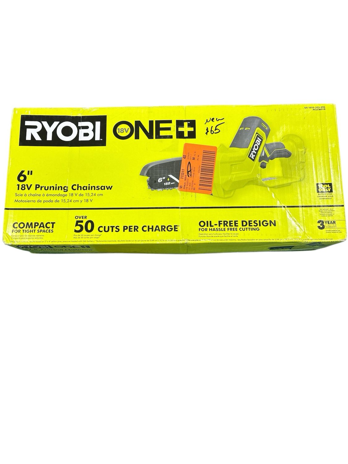 RYOBI ONE+ 18V 6 in. Cordless Battery Compact Pruning Mini Chainsaw (Tool Only) PCLCW01B . .