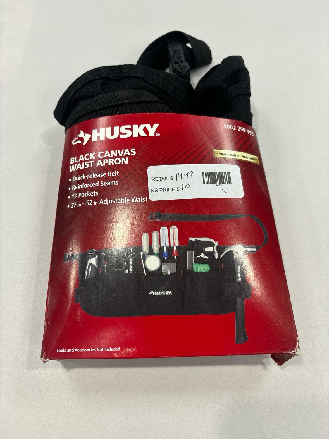 Husky 24 in. 13-Pocket Black Canvas Tool Work Apron HD00121-TH