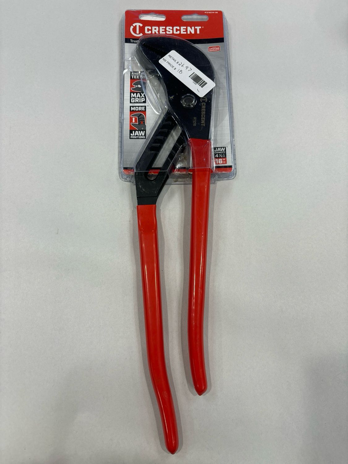 Crescent 16 in. Straight Jaw Black Oxide Tongue and Groove Pliers with Dipped Grips RT216CVN-06 .