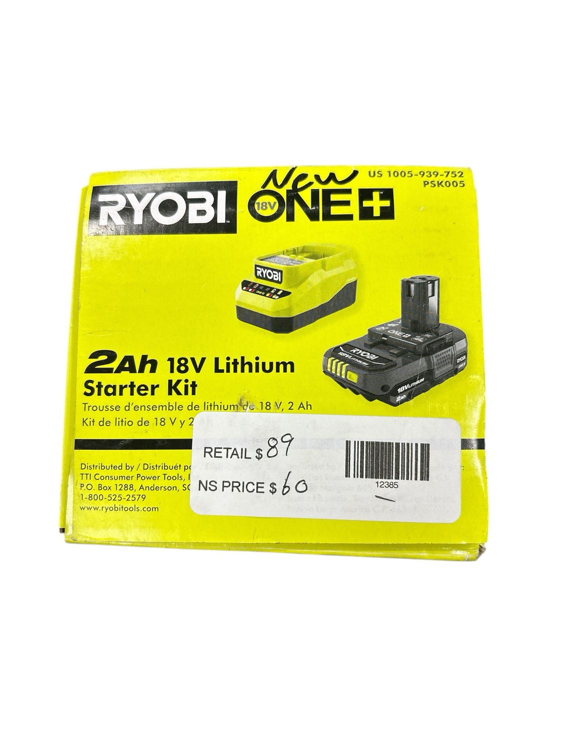 RYOBI ONE+ 18V Lithium-Ion 2.0 Ah Compact Battery and Charger Starter Kit PSK005