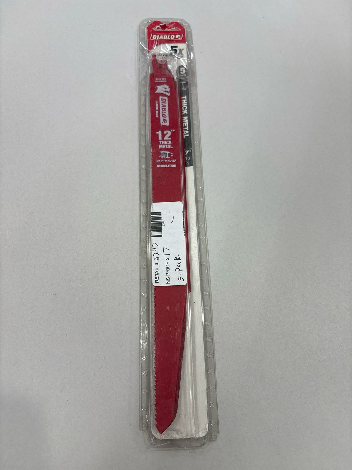 DIABLO 12 in. 9/10TPI Steel Demon BiMetal Reciprocating Saw Blade for Thick Metal/Demolition (5-Pack) DS1208BFD5
