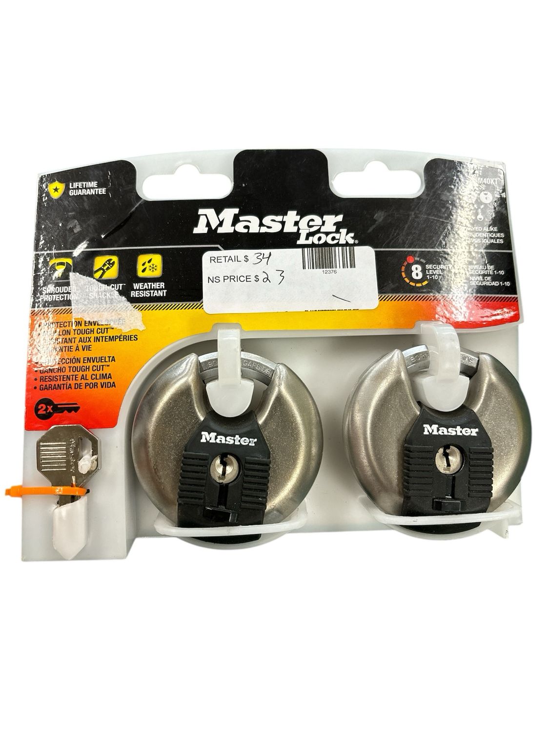 Master Lock Heavy Duty Outdoor Shrouded Padlock with Key, 2-3/4 in. Wide, 2 Pack M40XTCCSEN