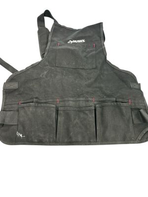 Husky 23 in. 16-Pocket Black Canvas Bib Tool Work Apron HD00122-TH .
