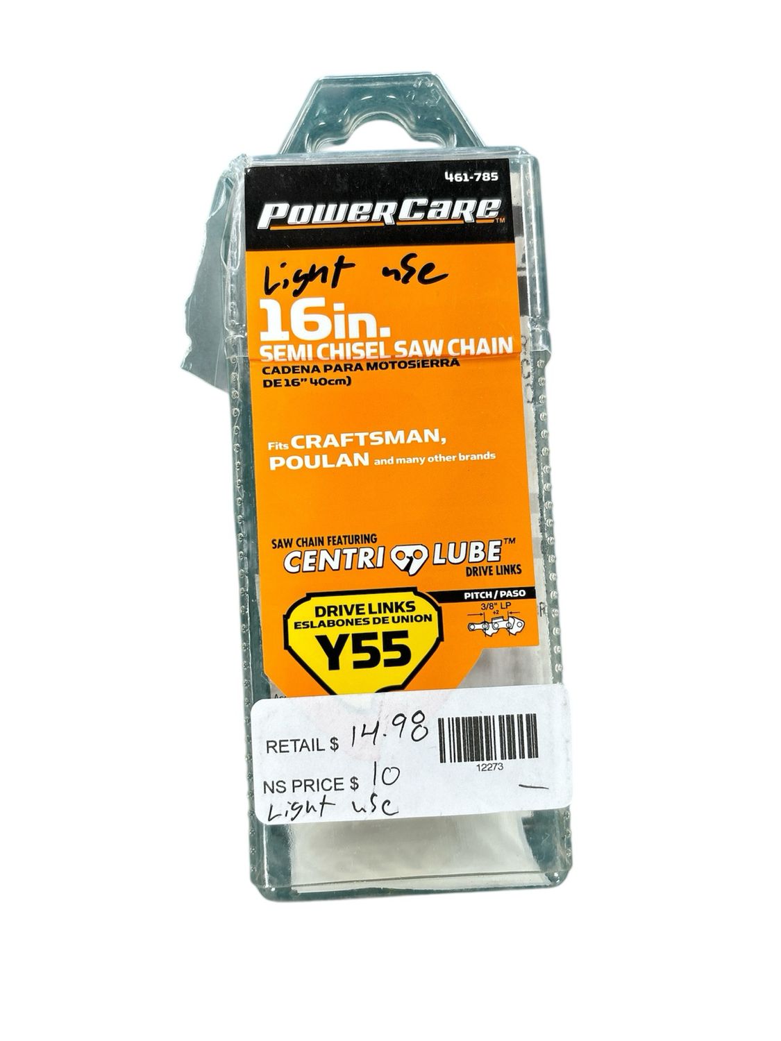 Powercare Y55 16 in. Semi Chisel Chainsaw Chain CL15055PC2