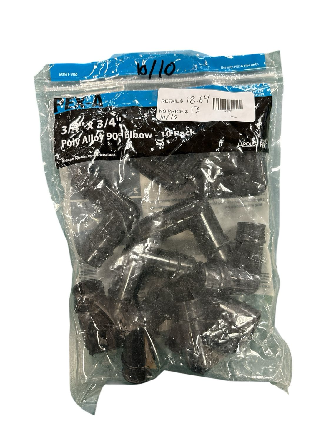 Apollo 3/4 in. Poly-Alloy PEX-A Expansion Barb 90 Elbow (10-Pack) EPXPAE3410PK